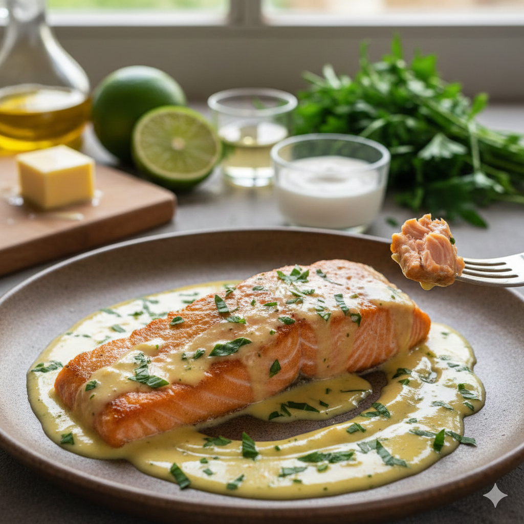 Salmón en Crema Cítrica a la Chillangua
